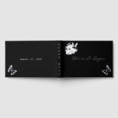 蝶と花シルバーフォイルブラック結婚ズ ゲストブック (全面)