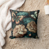 蝶と花ダーククラシックデザイン クッション (ブランケット)