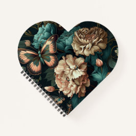 蝶と花ダーククラシックデザイン ノートブック