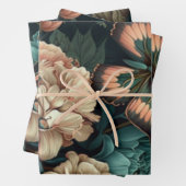 蝶と花ダーククラシックデザイン ラッピングペーパーシート (インサイチュ)