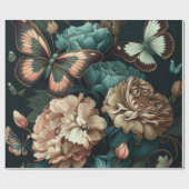 蝶と花ダーククラシックデザイン ラッピングペーパー (フラット)