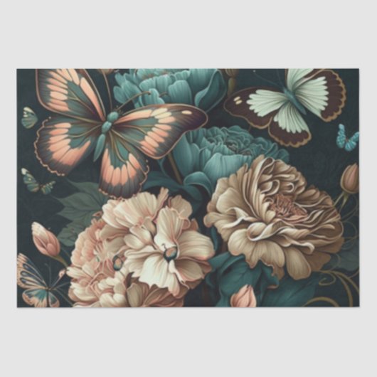 蝶と花ダーククラシックデザイン 薄葉紙 (正面)