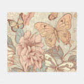 蝶と花ティッシュペーパー フリースブランケット (正面(横))