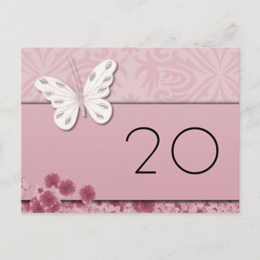 蝶と花テーブル番号はがき ポストカード (正面)