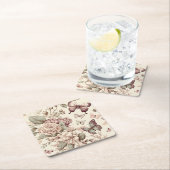 蝶と花パステルデコール スクエアペーパーコースター (インサイチュ)