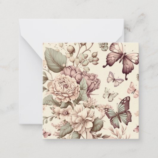蝶と花パステルデコール ノートカード (正面)