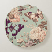 蝶と花パステルライトグリーン ラウンドクッション (裏面)