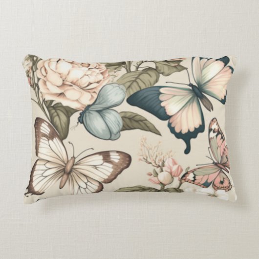 蝶と花パステル アクセントクッション (正面)