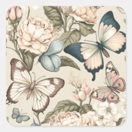 蝶と花パステル スクエアシール