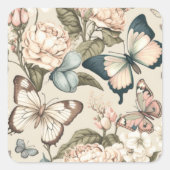 蝶と花パステル スクエアシール (正面)
