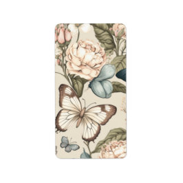 蝶と花パステル ラベル