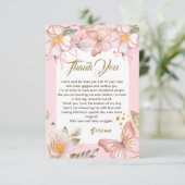 蝶と花ピンクかわいいサンキューカード サンキューカード (スタンド正面)