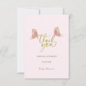 蝶と花ピンクかわいいサンキューカード サンキューカード (裏面)