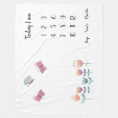 蝶と花ベビー1年目の節目 フリースブランケット (正面)