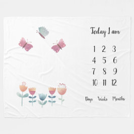 蝶と花ベビー1年目の節目 フリースブランケット