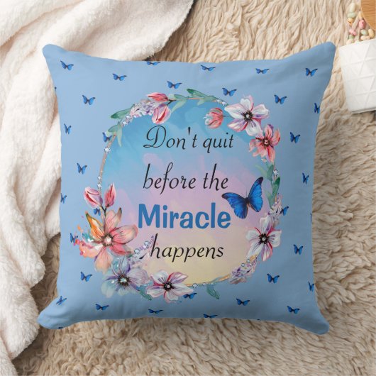 蝶と花マインドセ前向きット引用文 クッション (ブランケット)