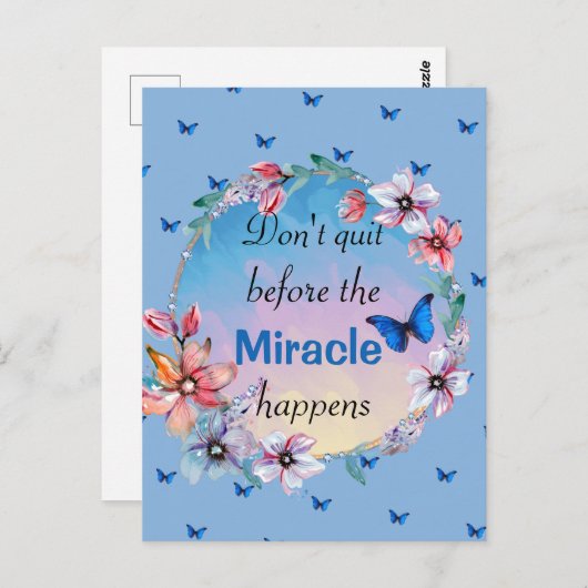 蝶と花マインドセ前向きット引用文 ポストカード (正面/裏面)