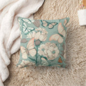 蝶と花ライトグリーンデコ クッション (ブランケット)