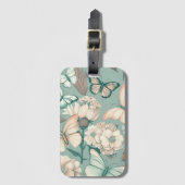 蝶と花ライトグリーンデコ ラゲッジタグ (正面縦)