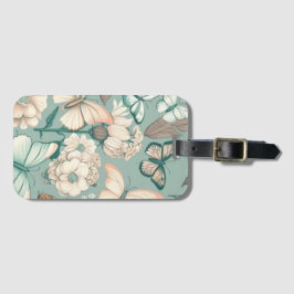 蝶と花ライトグリーンデコ ラゲッジタグ