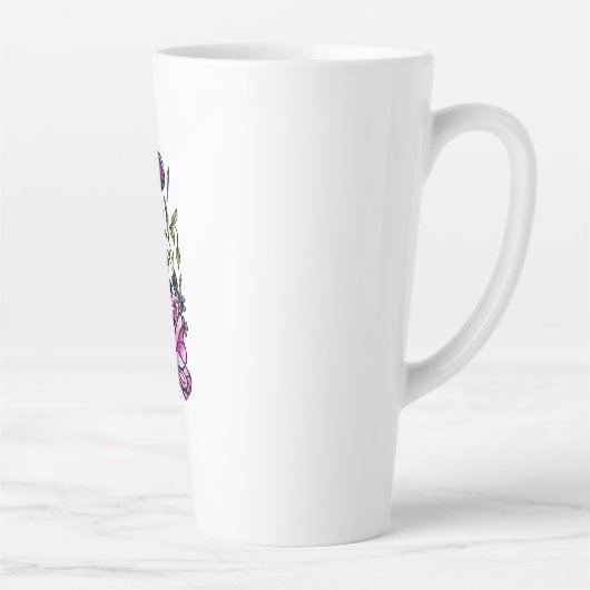 蝶と花リースカスタム引用文または名前 カフェラテマグ (右)