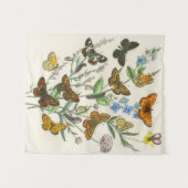 蝶と花ヴィンテージイラストレーション1 タペストリー (正面(横))