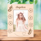 蝶と花名前をカスタムする5 x 7 レーザー彫刻フレーム