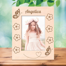 蝶と花名前をカスタムする5 x 7 レーザー彫刻フレーム