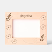 蝶と花名前をカスタムする7 x 5 レーザー彫刻フレーム (正面)