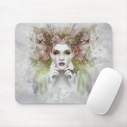 蝶と花女 マウスパッド (マウス)