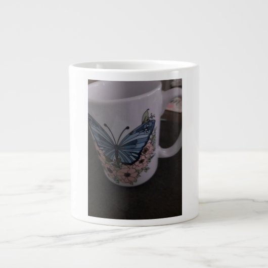 蝶と花柄のマグカップ ジャンボコーヒーマグカップ (正面)