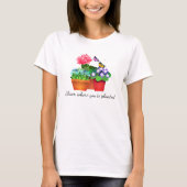 蝶と花畑の女性用Tシャツ Tシャツ (正面)