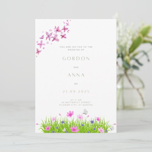 蝶と花結婚の招待 招待状 (スタンド正面)