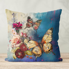 蝶と花装飾用クッション クッション