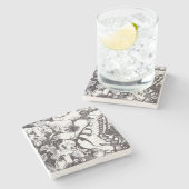 蝶と花詳細石コースター ストーンコースター (横)