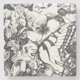 蝶と花詳細石コースター ストーンコースター