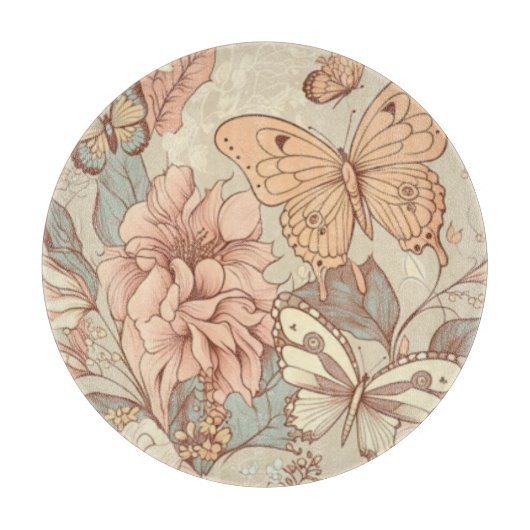 蝶と花 カッティングボード (正面)