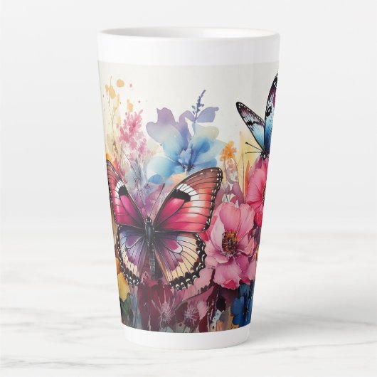 蝶と花 カフェラテマグ (正面)