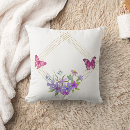 蝶と花 クッション (ブランケット)