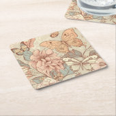 蝶と花 スクエアペーパーコースター (アングル)