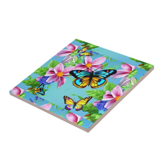 蝶と花 タイル (側面)