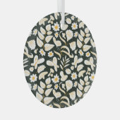 蝶と花:ドードル夏のパターン。 ガラスオーナメント (正面右)