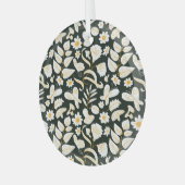 蝶と花:ドードル夏のパターン。 ガラスオーナメント (正面左)