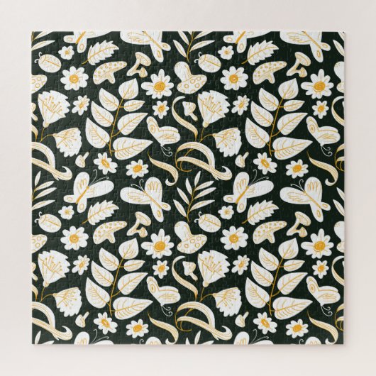 蝶と花:ドードル夏のパターン。 ジグソーパズル (縦)