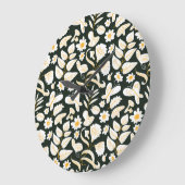 蝶と花：ドードル夏のパターン。 ラージ壁時計 (傾斜)