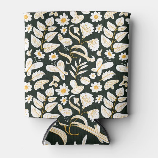 蝶と花：ドードル夏のパターン。 缶クーラー (正面)