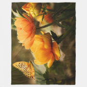 蝶と花 フリースブランケット (正面)