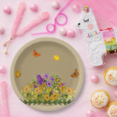 蝶と花 ペーパープレート (パーティー)