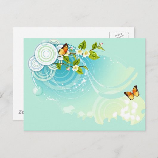 蝶と花 ポストカード (正面/裏面)