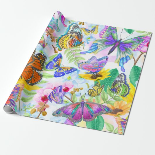 蝶と花 ラッピングペーパー (アンロールド)